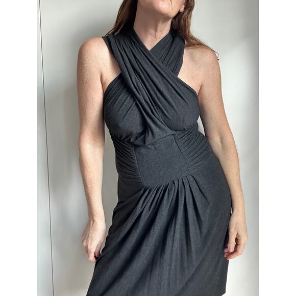 Robert Rodriquez Cocktail Dress Grey Size large Knit Jersey Knee Length - Picture 1 of 12